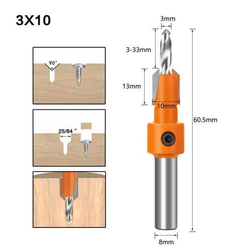 5pcs Drill Bit Set Carbon Steel Woodworking Countersink Router Ank Countersink Drill Bit Woodworking
