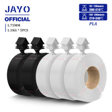 JAYO PLA Plus 3D-Drucker-Nachfüllfilament, 1,75 mm, 2 Rollen Schwarz und 3 Rollen Weiß
