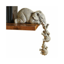 3-piece Elephants Mother Hanging 2-Babies Figurine Resin Craft Home Decor