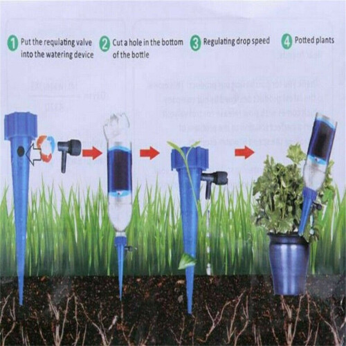Automatic Plant Watering Devices - Self-Drip Irrigation with Adjustable Flow (0-60s per drip; 1-15 days), 1