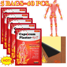 40PCS Capsicum Plaster Hot Pain Relieving Patch Muscle Strain Pain Back Pain