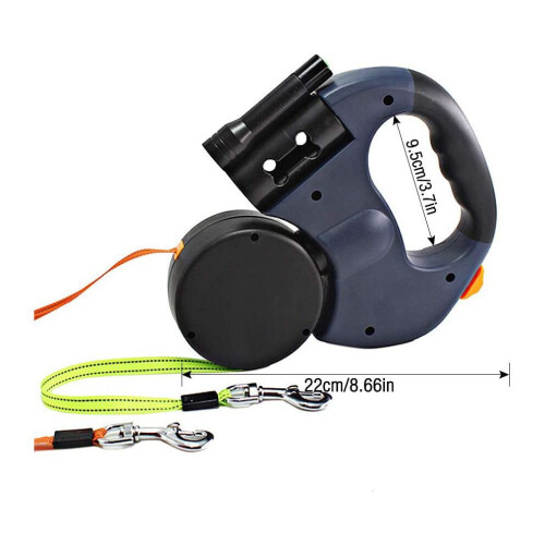 3M/10KG Dog Lead Leash Double Retractable Leash Extendables Lockable 1
