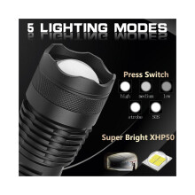 3000LM krachtige LED-zaklamp XHP50 tactische zaklamp voor zelfverdediging met oplaadbare 18650-batterij