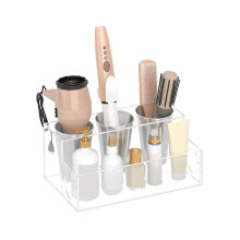 Hair Tool Organizer Acrylic Countertop Hair Dryer and Styling Holder Makeup Toiletries Vanity Storage