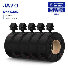 JAYO PLA Plus 3D-Drucker-Nachfüllfilament, 1,75 mm, Schwarz, 5 Rollen