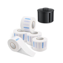 Nekstripdispenser, zwarte kappershouder voor nekstrips met 5 rollen sjaalpapier voor haar