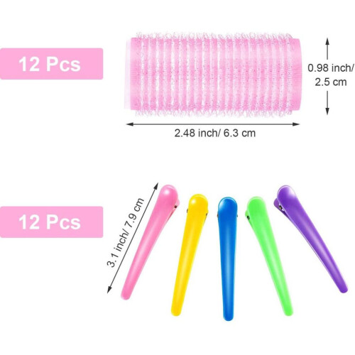 25 mm Self Grip Hair Rollers Set 12 Count Small Size Self Holding Rollers and 12 Multicolor Plastic 1