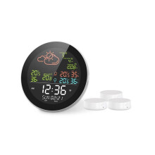 Reloj meteorológico WiFi Tuya, estación meteorológica inalámbrica, termómetro higrómetro, alarma de