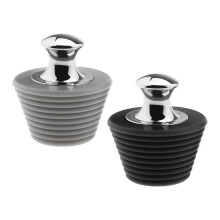 Tapón de bañera de gel de sílice, acero inoxidable 304, color negro y gris (2 unidades).