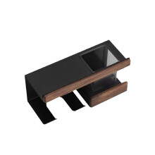 Wall Mount Walnut Wooden Hair Dryer Holder Stand Bathroom Stylish Hair Tool Rack Organizer Shelf Blow