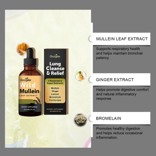 3X Wild Mullein Leaf Extract Lung Cleanse & Relief Solution NEW! 2
