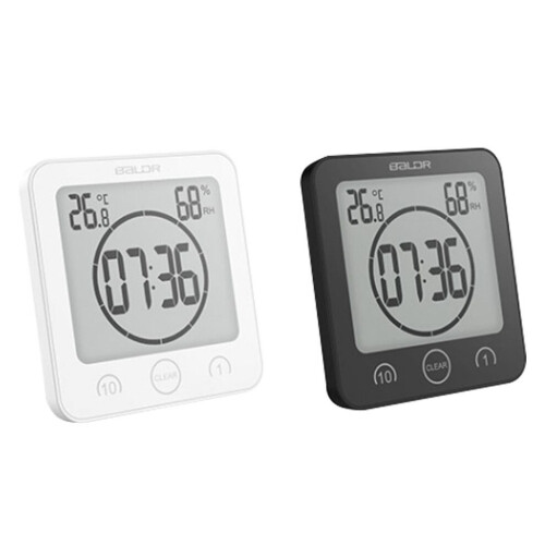 (Black) Bathroom Waterproof Digital Clock Timer Alarm 2
