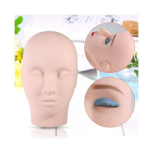 Schoonheidstraining oefenpop met plat hoofd, oefenmodel voor make-up, wimpermodel