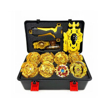 8-delige gouden Beyblade set Gyro Burst met launcher en draagbare opbergdoos, ideaal als cadeau voor