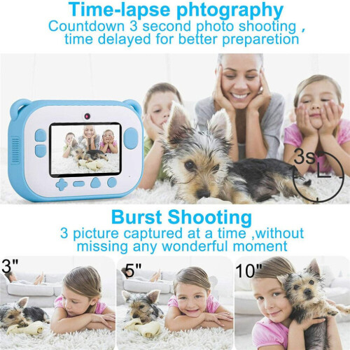 (Blue Camera ) Children Mini Camera Instant Print Selfie Camera 1