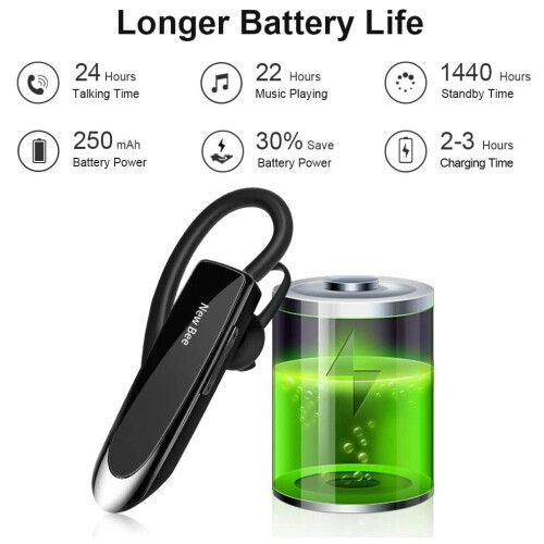 Bluetooth-oortelefoon/headset V5.0 Handsfree 24 uur bellen iPhone Android 1