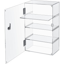 Barydat vitrina de acrílico transparente com chave, 4 níveis extraíveis, 30 x 15 x 48 cm