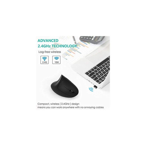 Ergonomic Mouse, Vertical Wireless Mouse - Rechargeable 2.4G Wireless Vertical Ergonomic Optical Mouse 2
