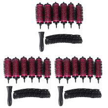 18-delige set haarrollerborstels met afneembare handvatten in 3 maten, inclusief positioneringsclips,