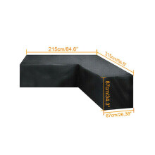 (Svart, 215x215x87cm) L Sharped rottinghörnmöbelskydd trädgård uteplats utomhus soffa skydd