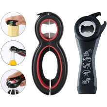 6-in-1 potopener en flesopener met 5-in-1 multifunctionele opener voor het openen van blikjes, frisdrankflessen,