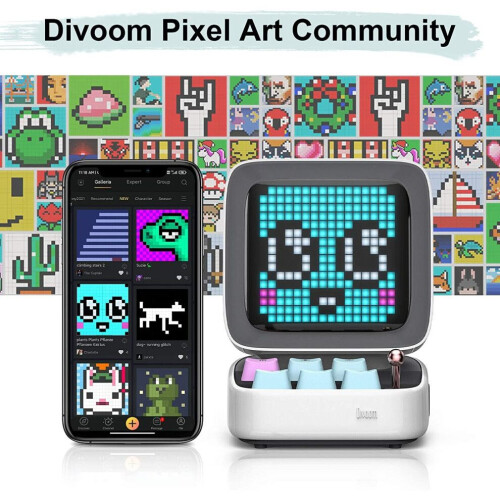 Divoom Ditoo Multifunctionele Pixel Art Bluetooth-luidspreker, Retro Draagbare Luidspreker met Programmeerbare 1