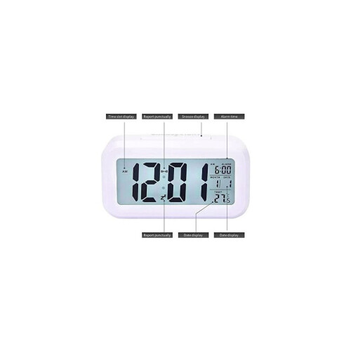 Digital Alarm Clock LED Display with Temperature Big LCD Digit Display Larger LCD Backlit Display Snooze 2