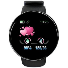 (Black) Smart Watch Waterproof Fitness Watch With Heart Rate Blood Pressure Monitor For Android Ios