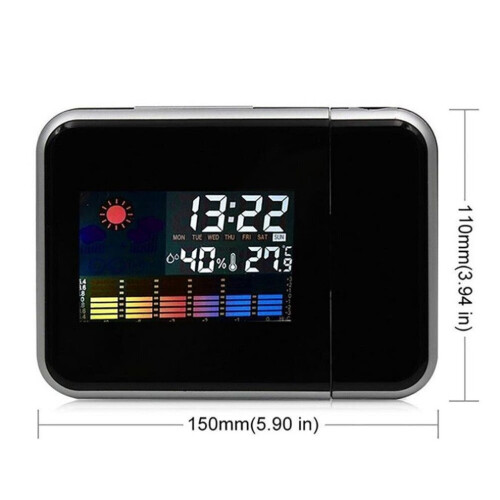Digitale LED-wekker met projectiefunctie, temperatuurweergave, tijd- en datumweergave, projector, kalender 1