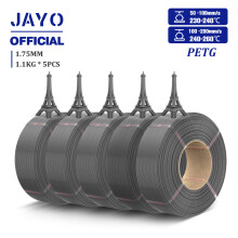 JAYO 3D-Druckerfilament, PETG Nachfüllfilament, Grau, 5er-Set, 1,75 mm