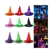 (Svart) Halloween LED-glödande häxhatt Halloween-festkostym Cosplay-rekvisita inomhus utomhusfestival