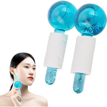 Set van 2 verkoelende spaballen voor gezicht, ogen en hals om wallen te verminderen - Blauw