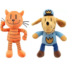 (Set van 2 stuks) Dogman & Dog Man's Li'l Petey, grappige detectivehond knuffel, schattige gezelschapspop~