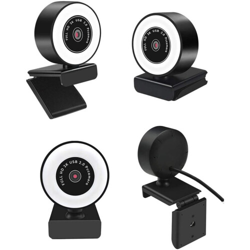 KKCDBH Webcam HD 1080P met microfoon, ringlamp, USB Pro computerwebcam, videocamera voor Mac 1