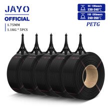 JAYO PETG 3D-Druckerfilament, 1,75 mm Nachfüllfilament, 5 Rollen, schwarz
