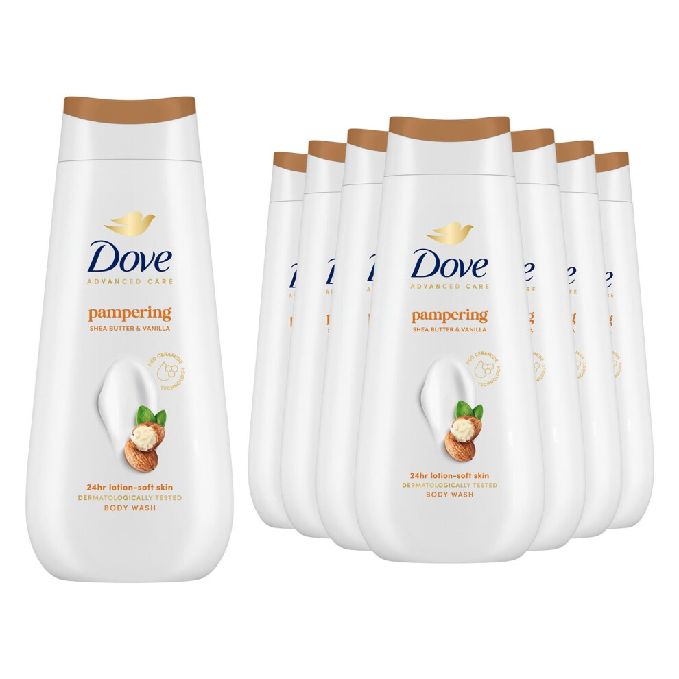Dove Advanced Care Pampering Body Wash 24H Renewing Micromoisture, 8X225ml - Image 2