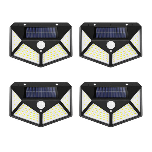 (4PCS) Solar Light Outdoor 100 LED Wall Light Motion Sensor Security Lights Waterproof with 3 Modes