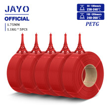 JAYO 3D-Druckerfilament, PETG Nachfüllfilament, 1,75 mm, Rot, 5er-Set