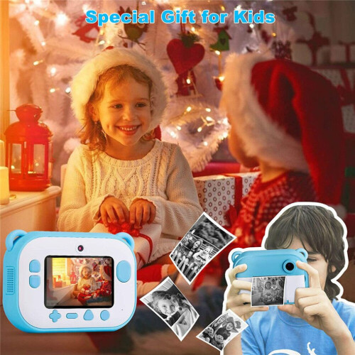 (Blue Camera ) Children Mini Camera Instant Print Selfie Camera