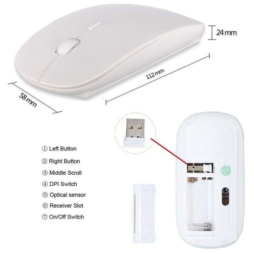 REALMAX 2.4 GHZ Wireless Mini Ultra-thin USB Cordless with | Optical Mouse Scroll Wheel | for Gaming 2