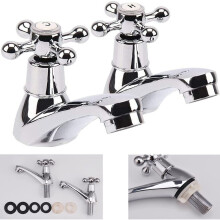 Basin Tap Pair Traditional Bathroom Sink Taps Hot and Cold Water Mixer TapSolid Brass Traditional Double