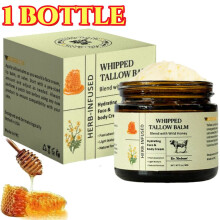 Beef Tallow for Skin - Organic Grass-Fed Whipped Beef Tallow and Honey Balm, Face & Body Cream