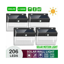 4X206LED Solar Powered Motion Sensor Light Outdoor Security Wall Light