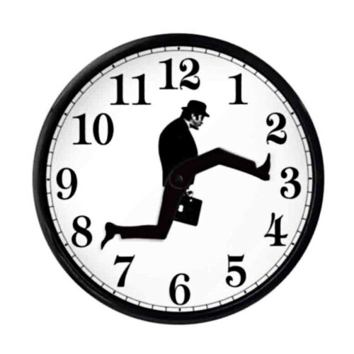 (Black) Creative Wall Clock Silent Ministry Home Living Room Silly Walks Clock Decor