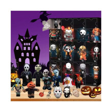 Adventskalender met verrassingsdoosje, horror Halloweenfiguurtje en poppetje, 24-daagse aftelkalender