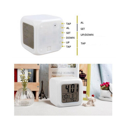LED Glowing Alarm Clock Multi-Function 7 Color Change Digital Clock 1