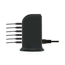 (Zwart) Desktoplader met 6 USB-poorten, oplaadstation en voedingsadapter