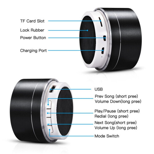 Mini Metal Wireless Bluetooth Speaker 360 Degree Stereo Surround Sound 2