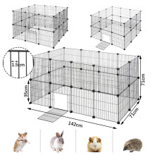 EUGAD Enclos pour animaux DIY, Cage pliable en maille de fer et plastique ABS, 142 x 71 x 71 cm