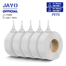 JAYO 3D-Druckerfilament, PETG, Weiß, 5 Rollen, 1,75 mm